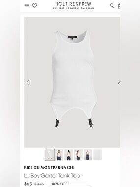KIKI DE MONTPARNASSE White Tank Top with Ribbon Hem GARTER tank le boy ribbed